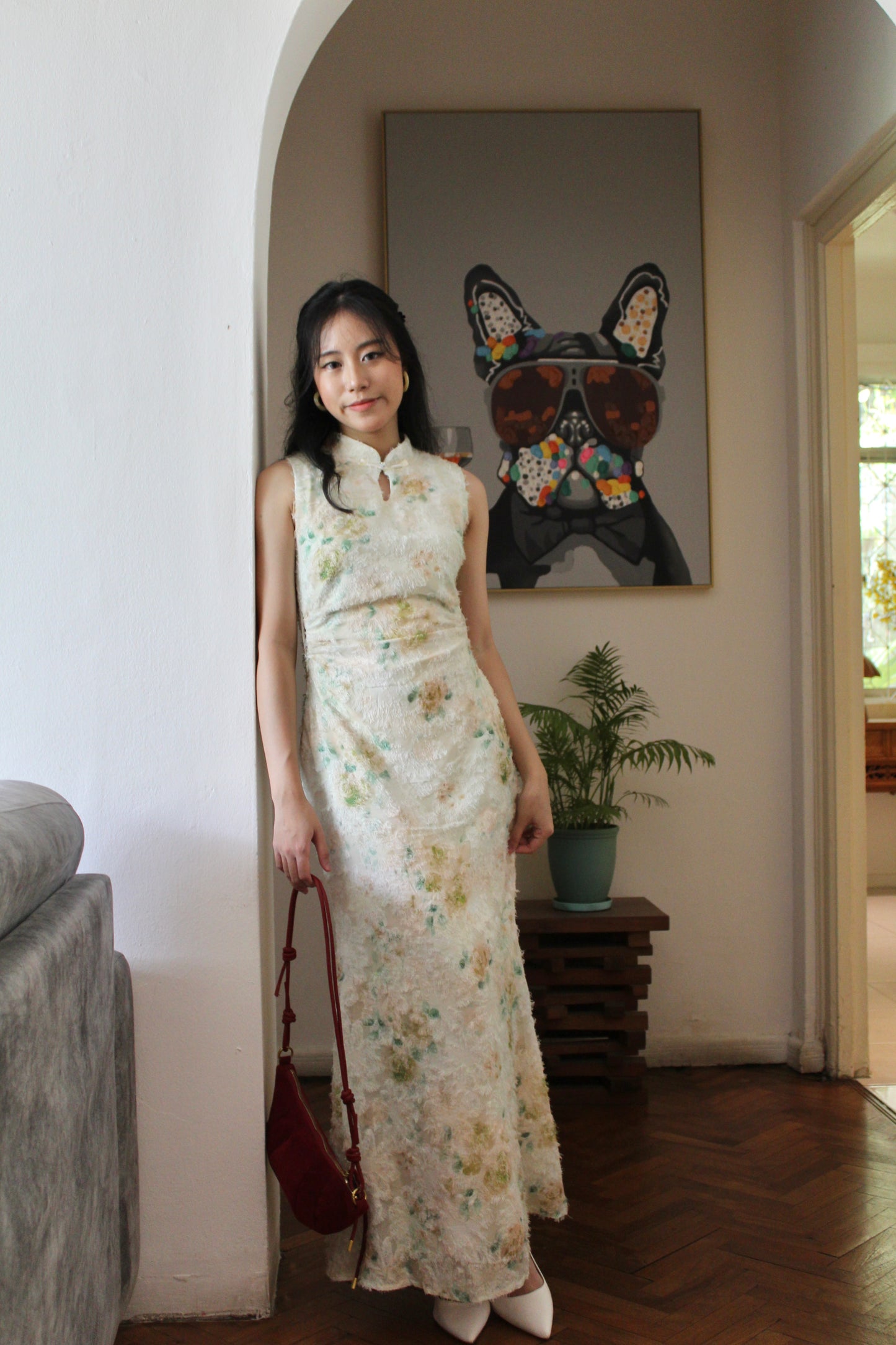 He Qi Cheongsam Maxi Dress (Green)