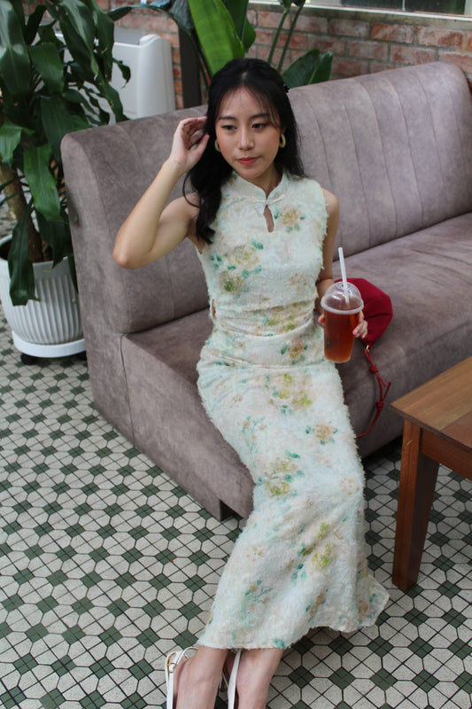 He Qi Cheongsam Maxi Dress (Green)