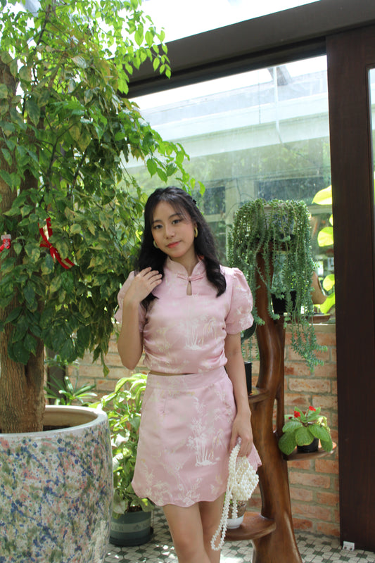 Mei Cheongsam Satin Top (Pink)