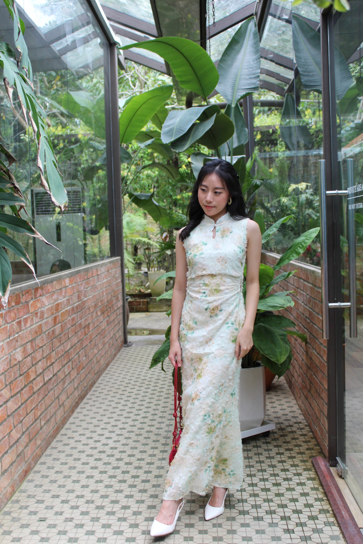 He Qi Cheongsam Maxi Dress (Green)