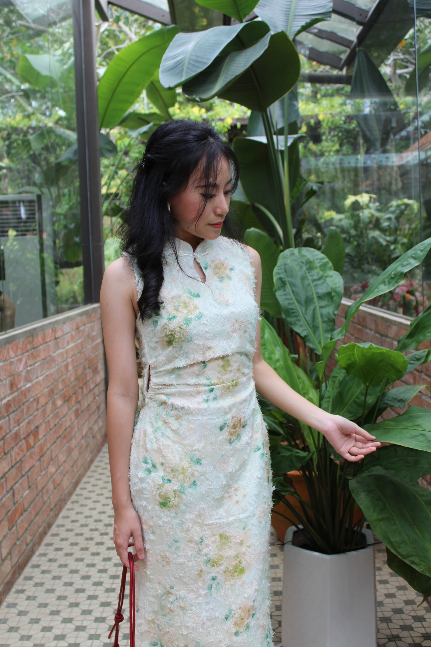 He Qi Cheongsam Maxi Dress (Green)