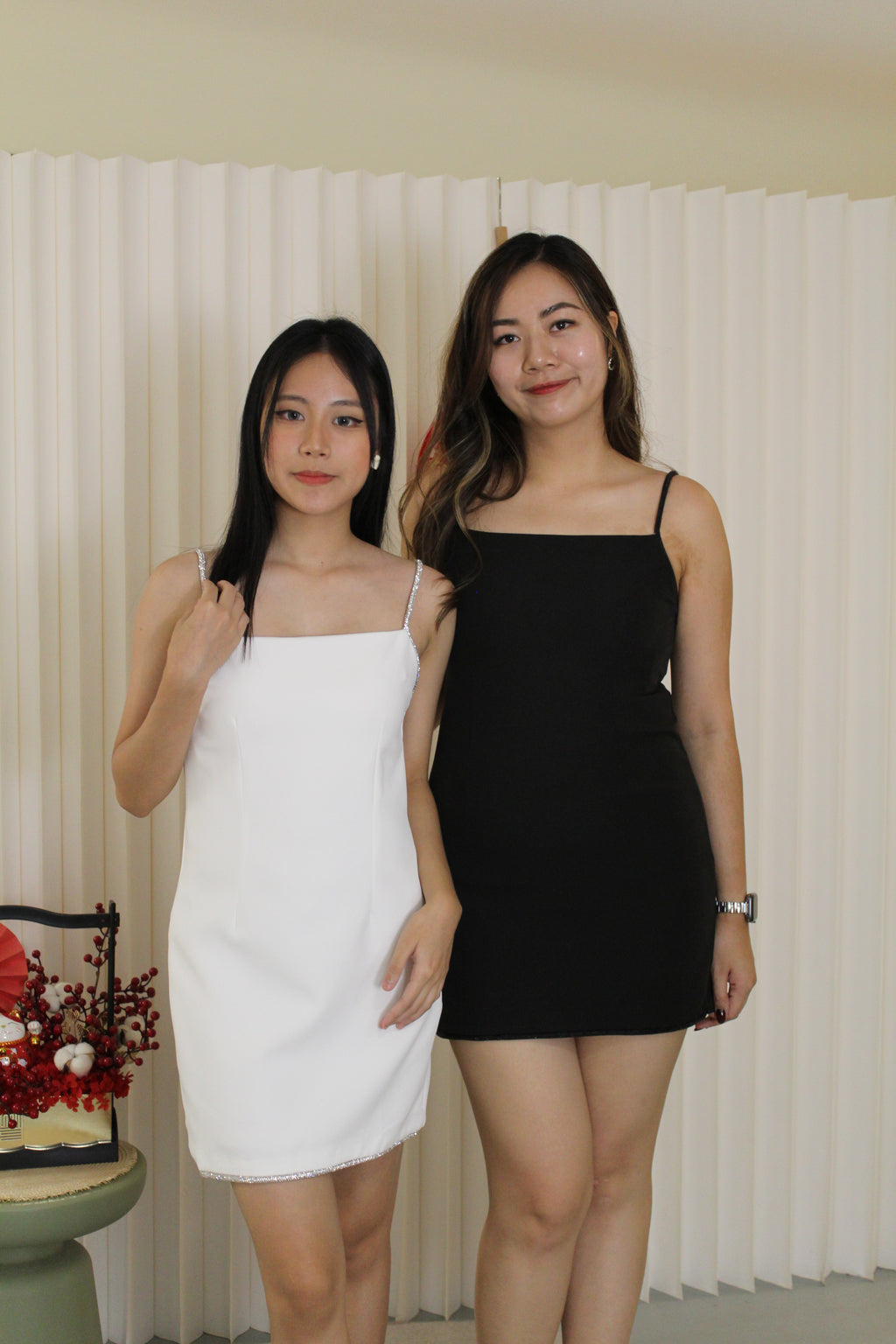 Jessy Beaded Strap Mini Dress (White)