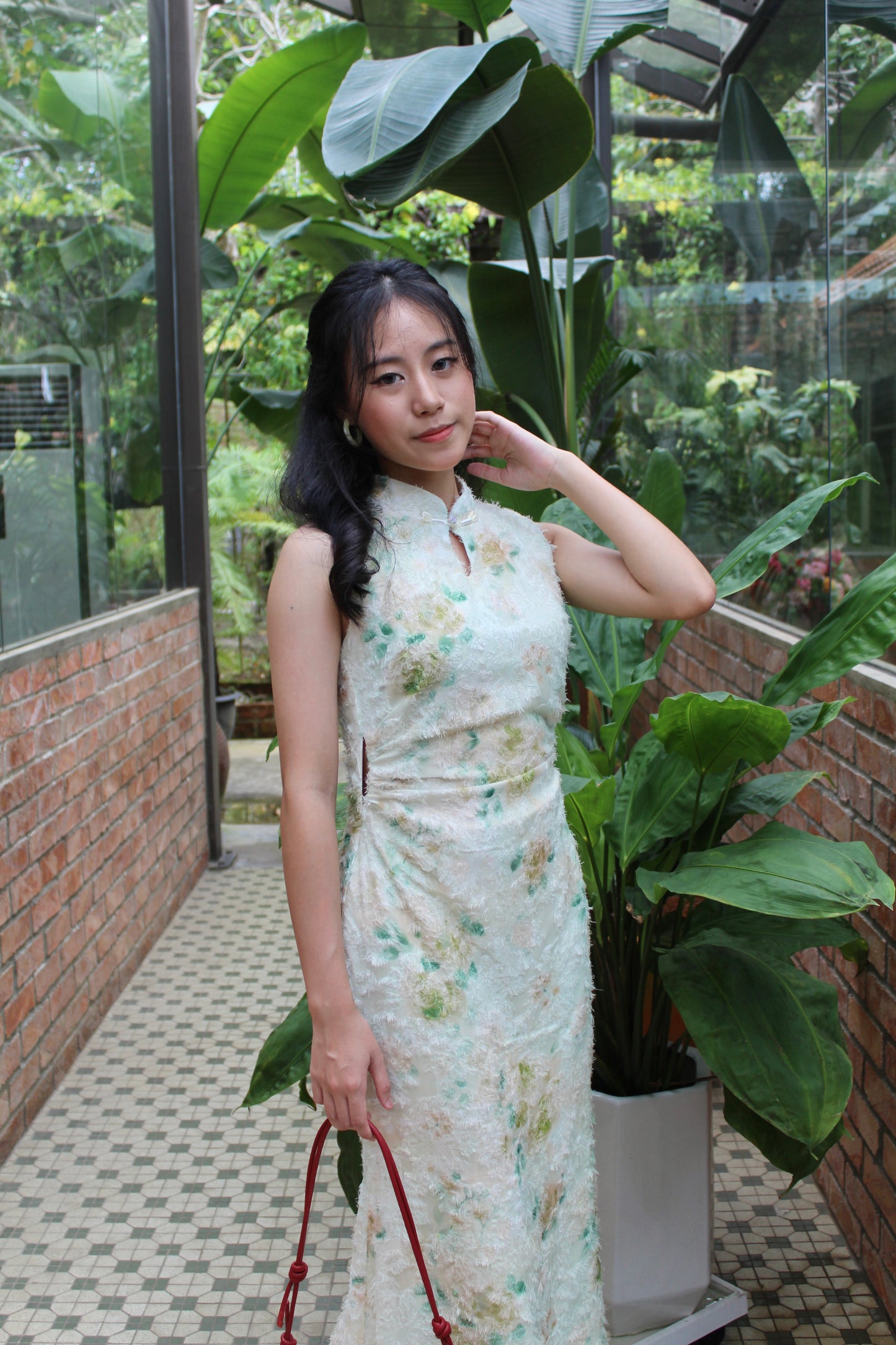 He Qi Cheongsam Maxi Dress (Green)