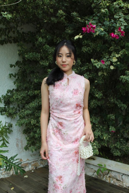 He Qi Cheongsam Maxi Dress (Pink)