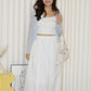 Wallis Flare Midi Skirt (White)
