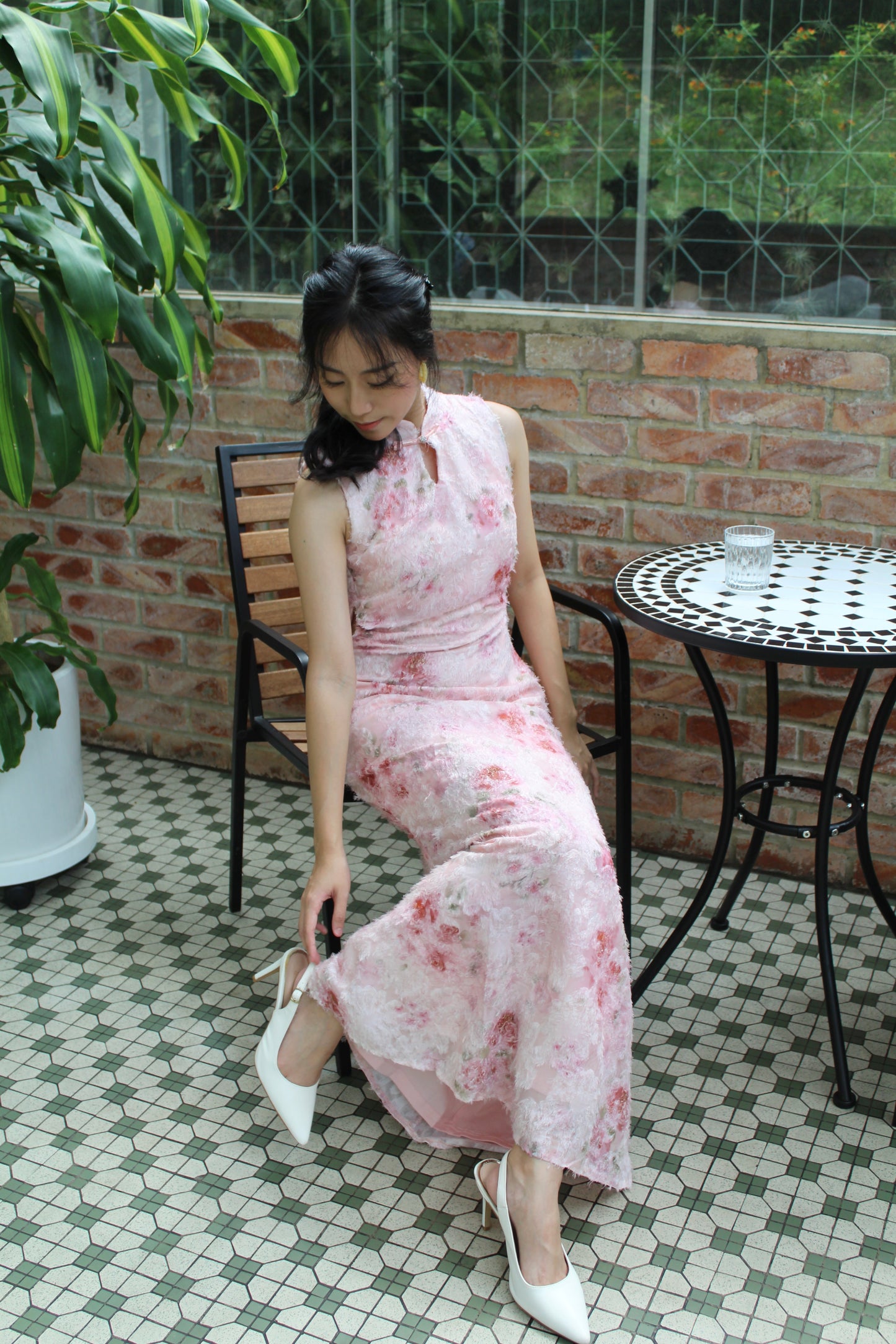 He Qi Cheongsam Maxi Dress (Green)