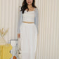 Wallis Flare Midi Skirt (White)