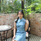 Nicole Denim Cheongsam Mini Dress (Blue)