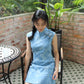 Nicole Denim Cheongsam Mini Dress (Blue)