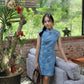 Nicole Denim Cheongsam Mini Dress (Blue)