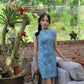 Nicole Denim Cheongsam Mini Dress (Blue)