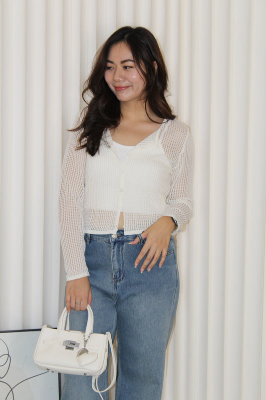 Laura Knit Cardigan Top (Cream)