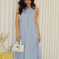 Kaylee Checked Halter Midi Dress (Yellow)