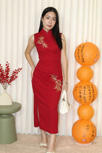 Daphne Embroidered Cheongsam Dress (Red)