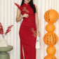 Daphne Embroidered Cheongsam Dress (Red)