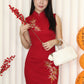 Daphne Embroidered Cheongsam Dress (Red)