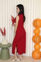 Daphne Embroidered Cheongsam Dress (Red)