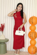 Daphne Embroidered Cheongsam Dress (Red)