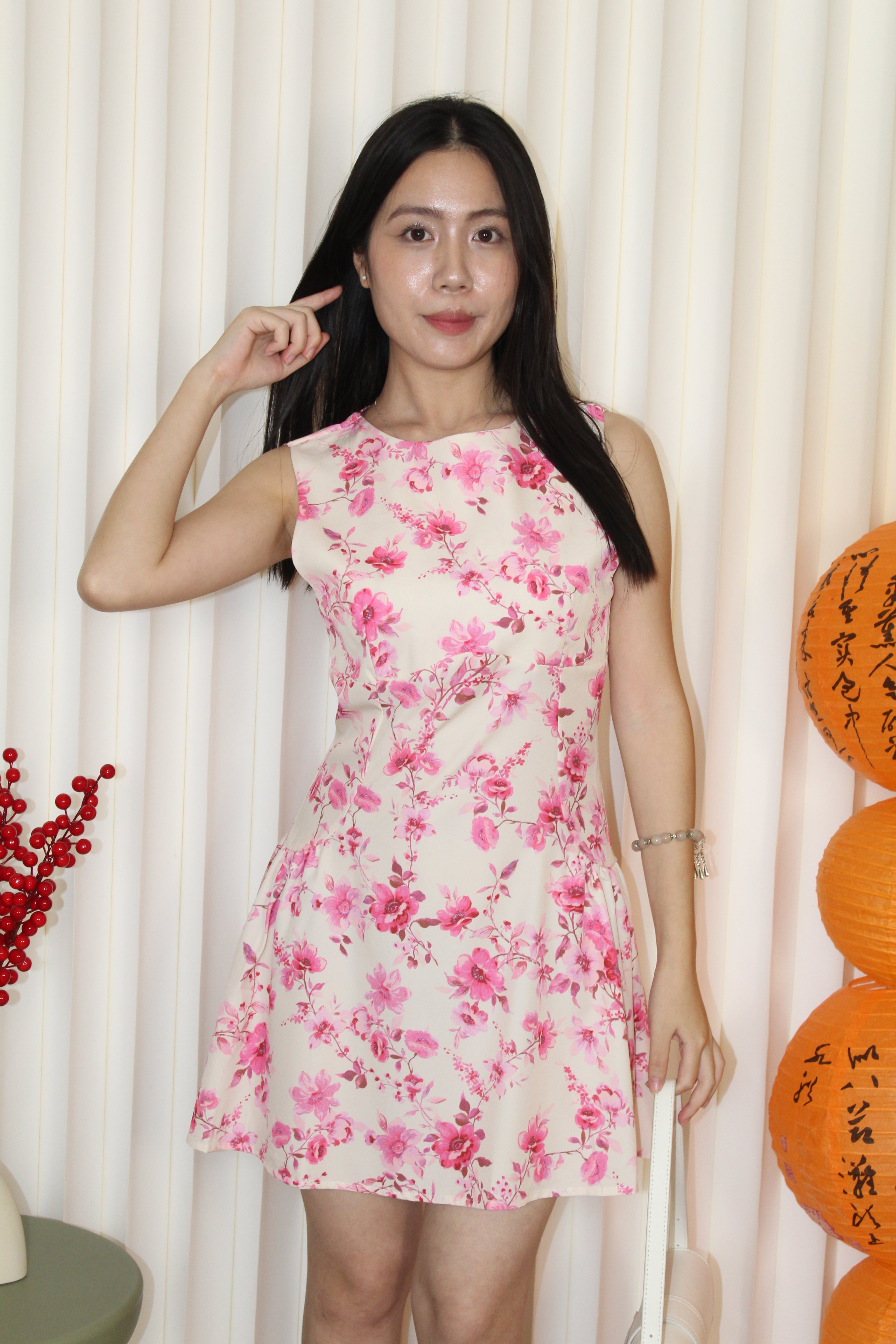 Amira Floral Mini Dress (Pink)