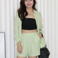 Ava Blouse Shorts Two Piece Set (Green)