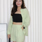 Ava Blouse Shorts Two Piece Set (Green)
