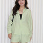 Ava Blouse Shorts Two Piece Set (Green)