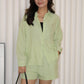 Ava Blouse Shorts Two Piece Set (Green)