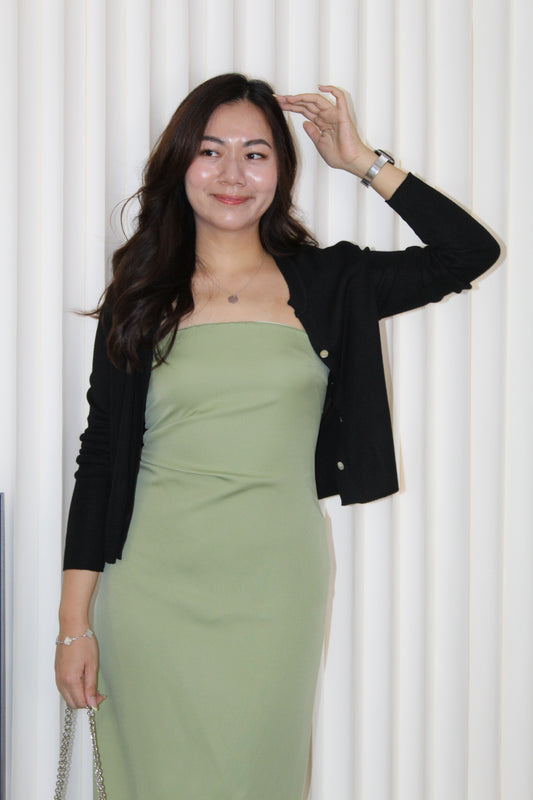 Shelly Knit Cardigan Top (Black)