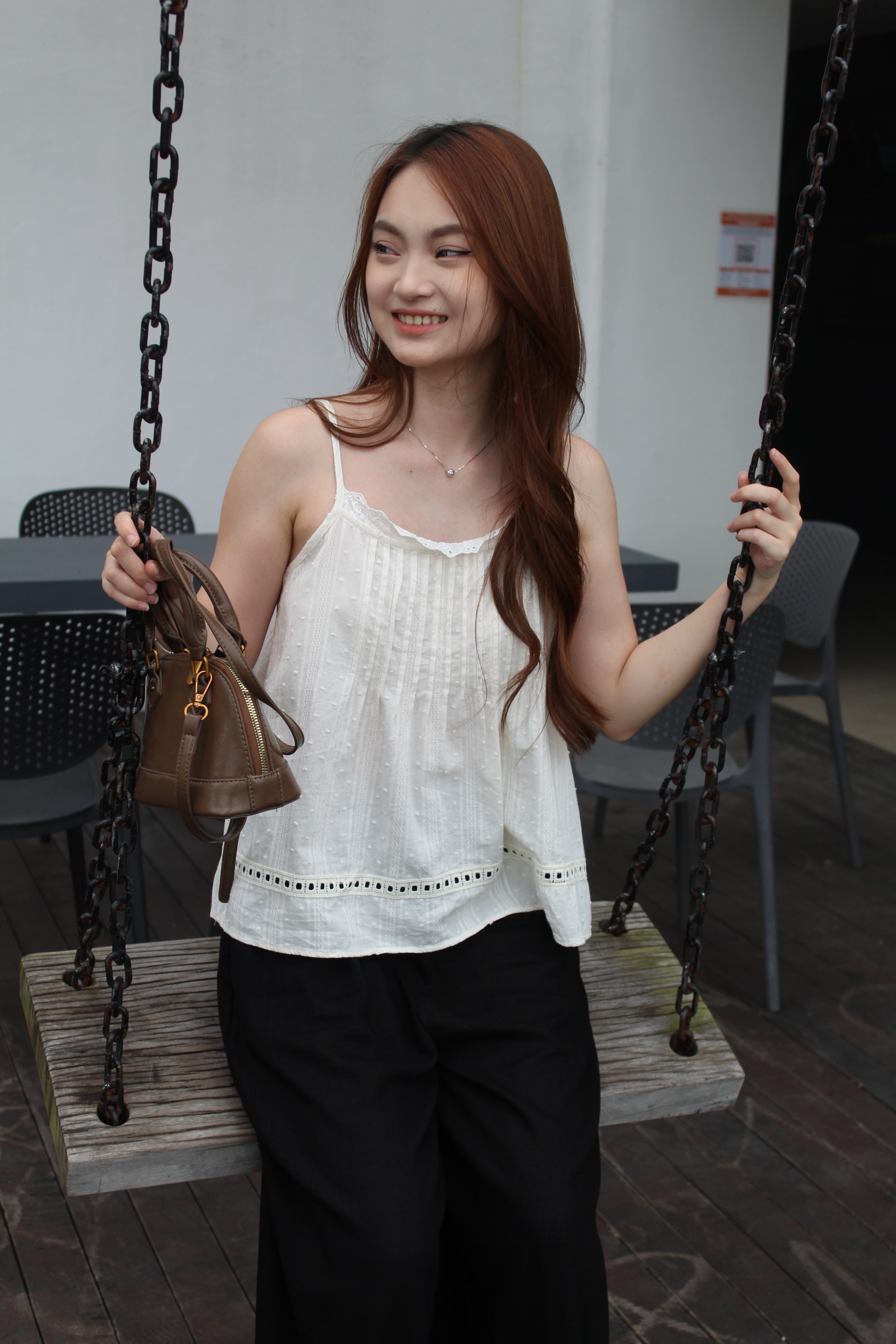 Dottie Textured Lace Flare Top (Cream)