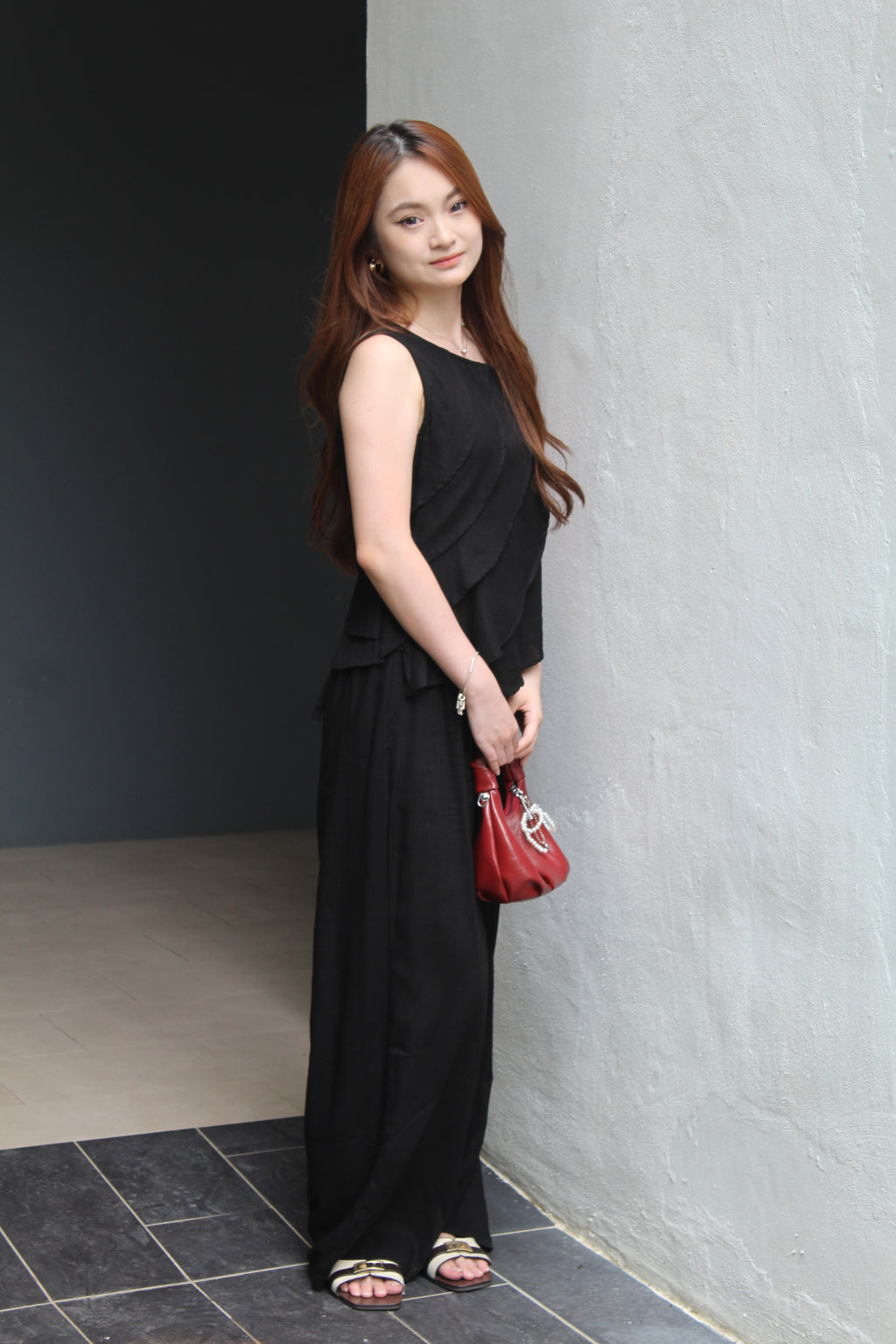 Shermaine Linen Elastic Pants (Black)