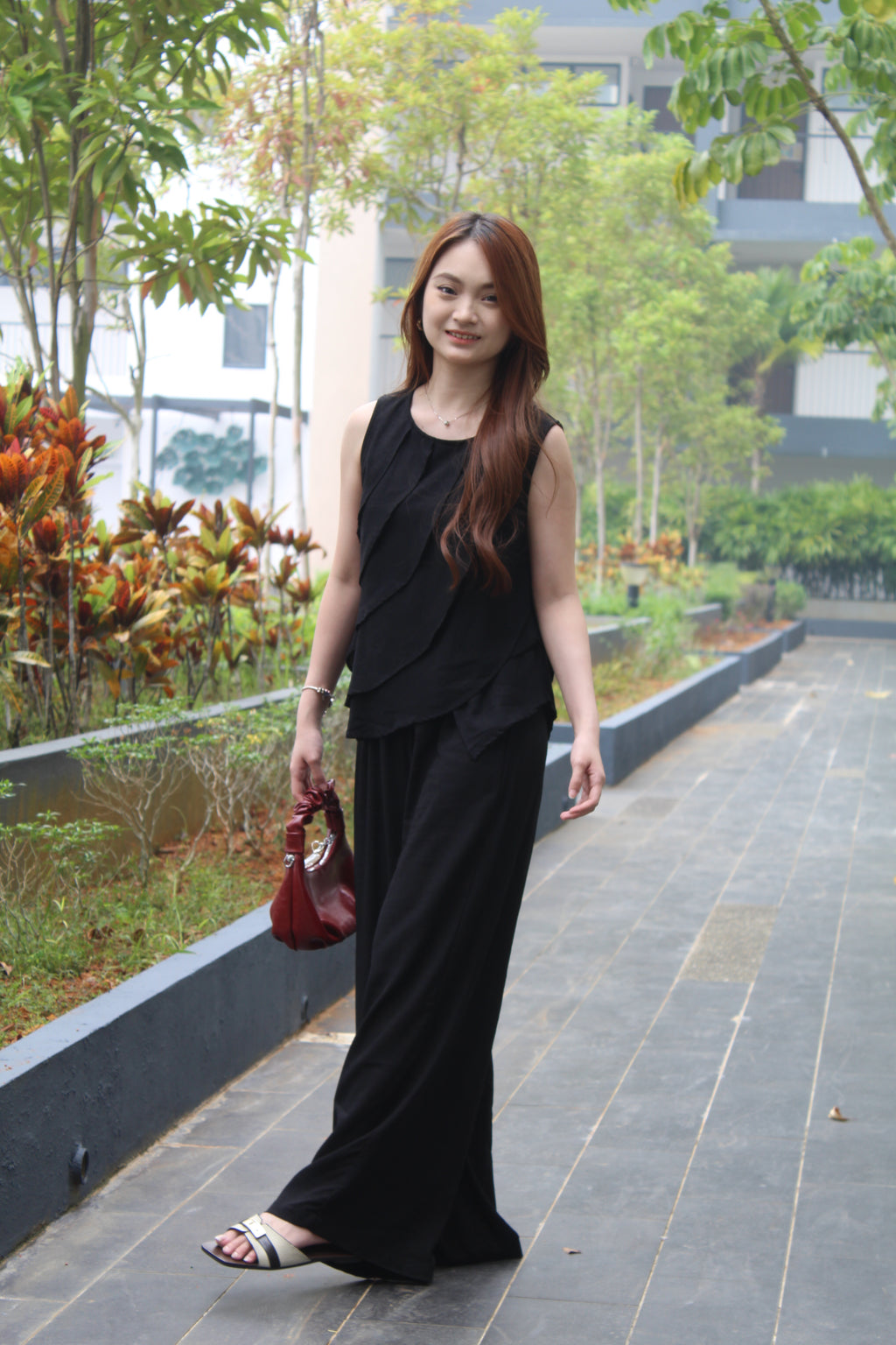 Shermaine Linen Elastic Pants (Black)