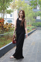 Shermaine Linen Elastic Pants (Black)