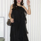 Yarra Ruffle Flare Dress (Black)
