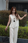 Shermaine Linen Ruffle Top (Cream)