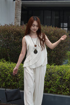 Shermaine Linen Elastic Pants (Black)