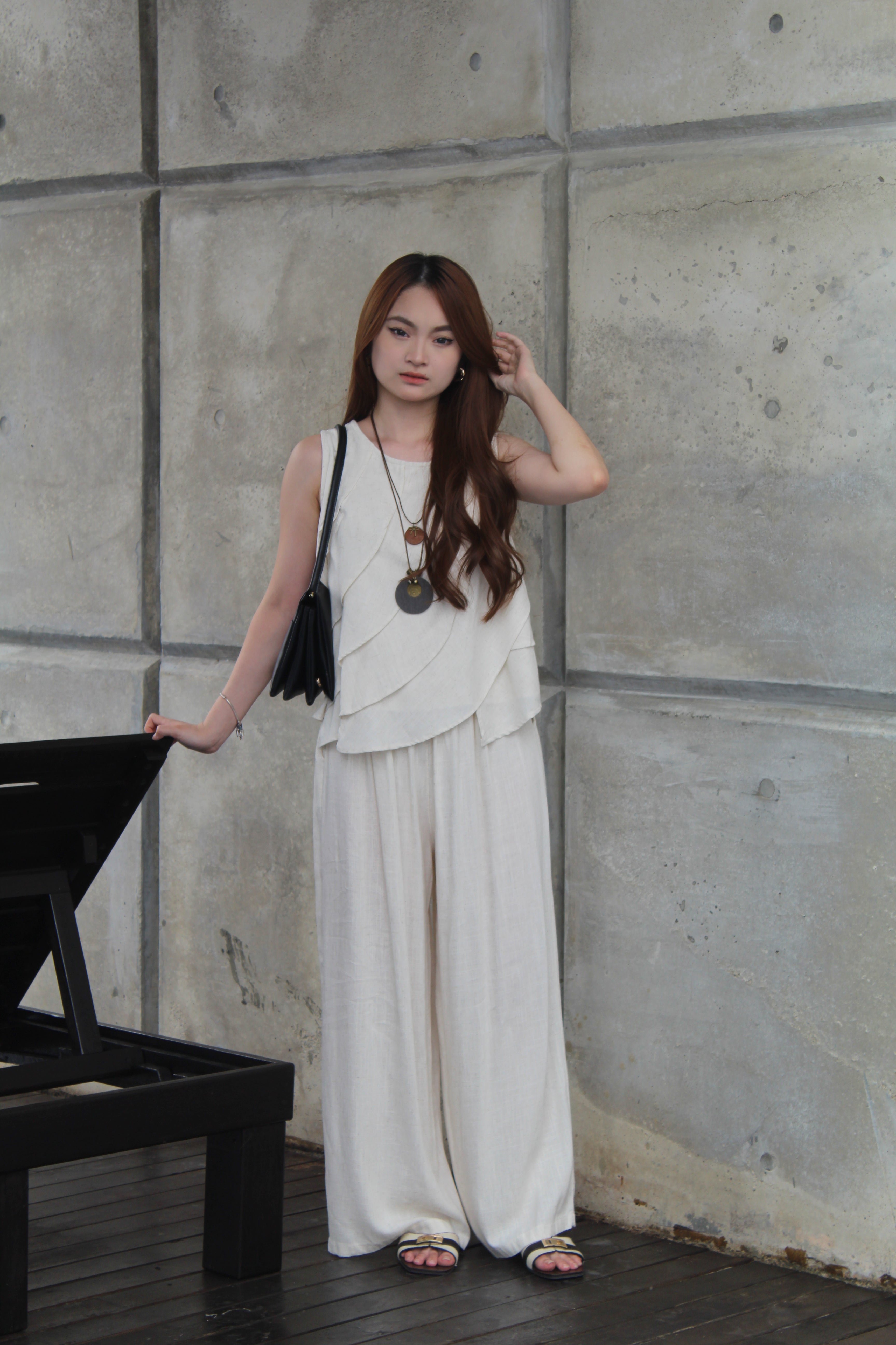 Shermaine Linen Ruffle Top (Cream)