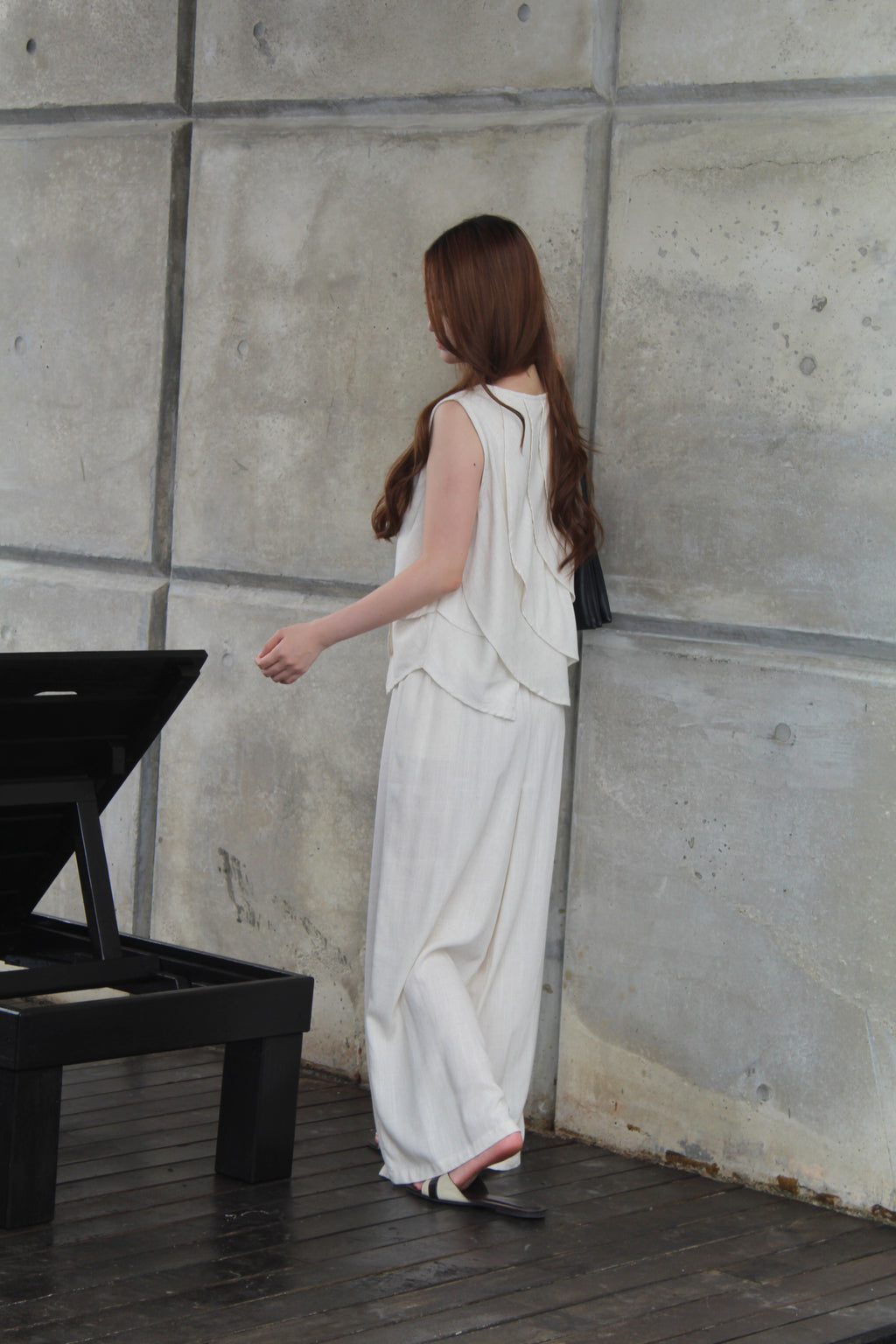 Shermaine Linen Elastic Pants (Black)