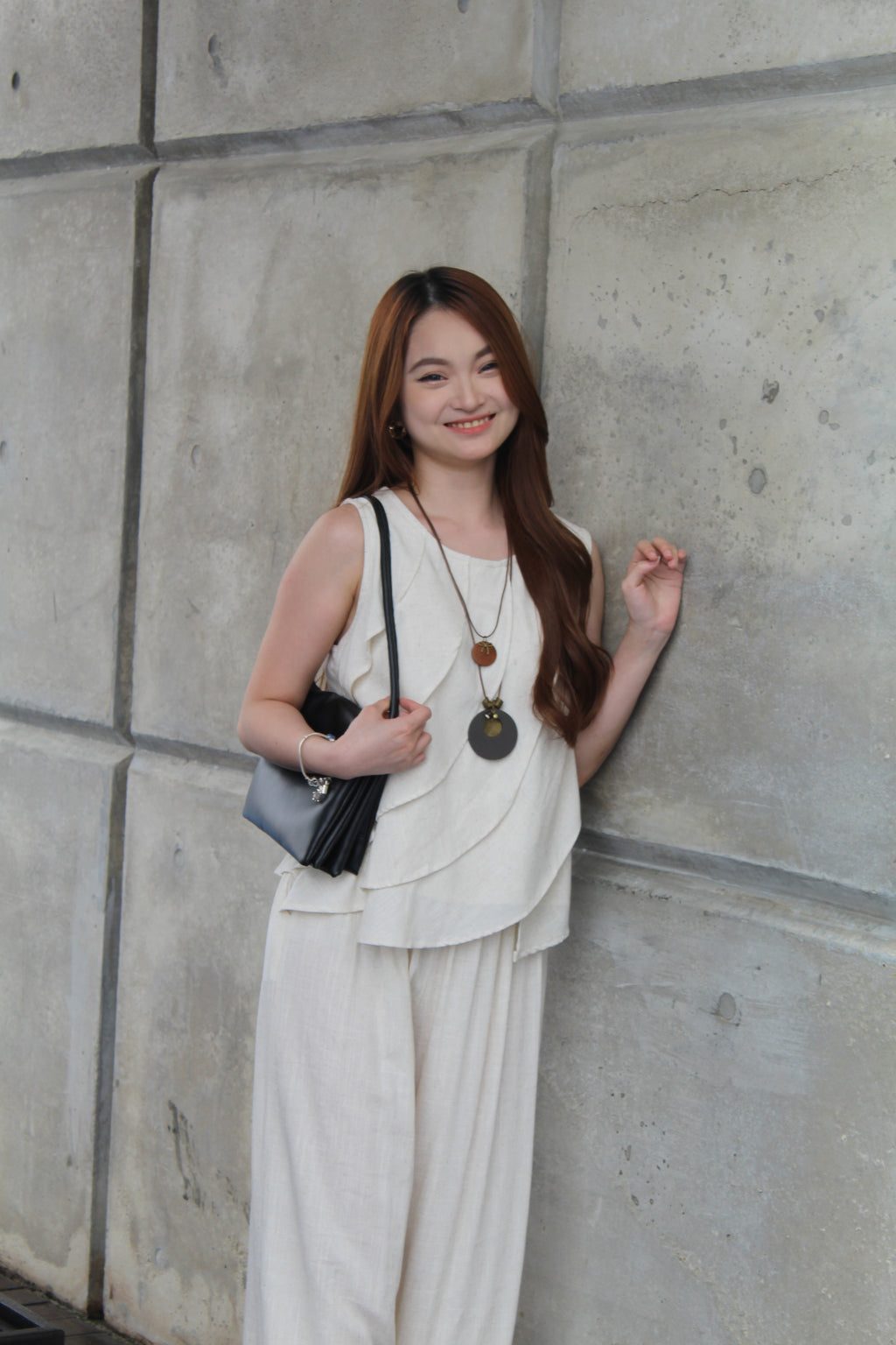 Shermaine Linen Elastic Pants (Black)