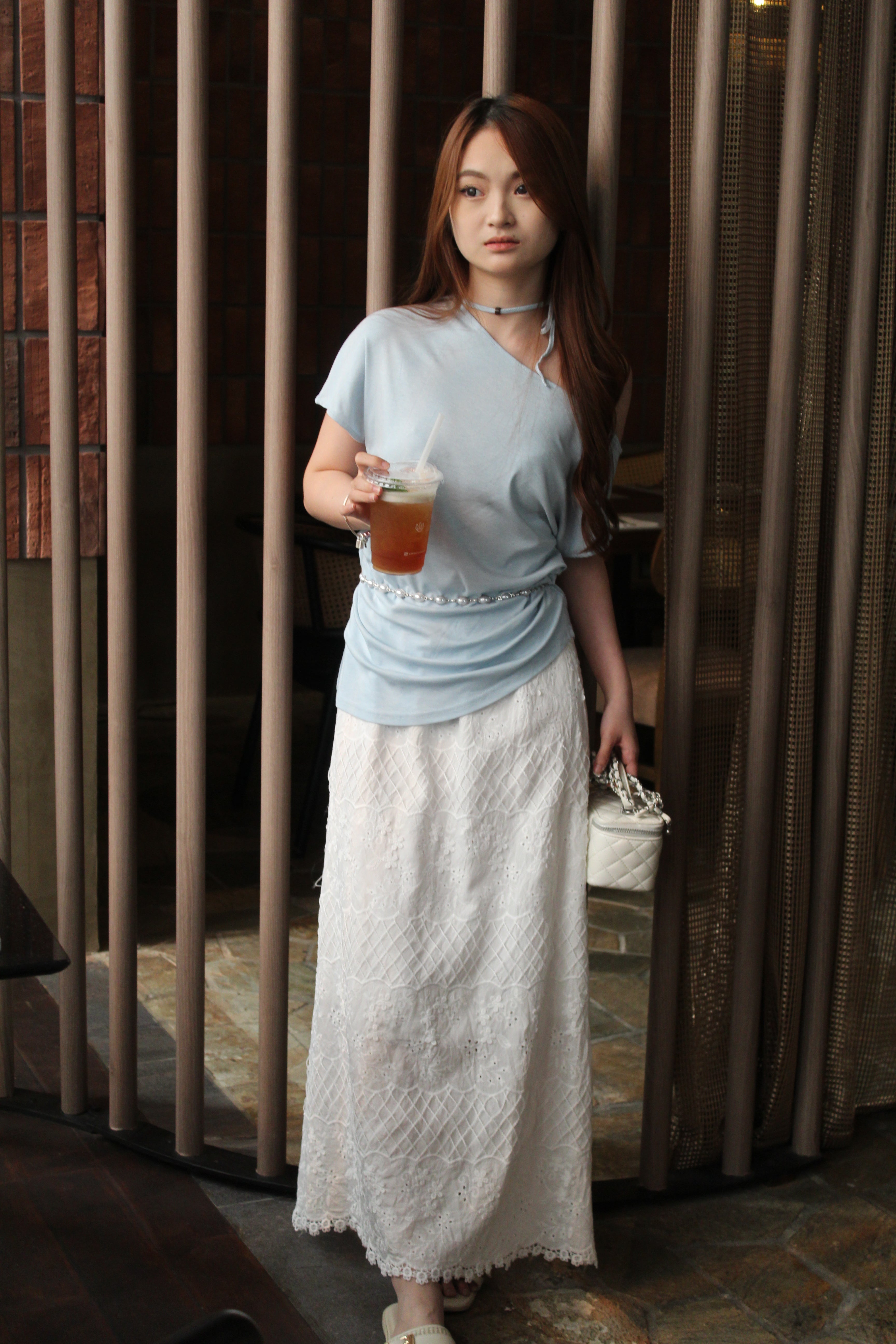 Erika Broderie Maxi Skirt (White)