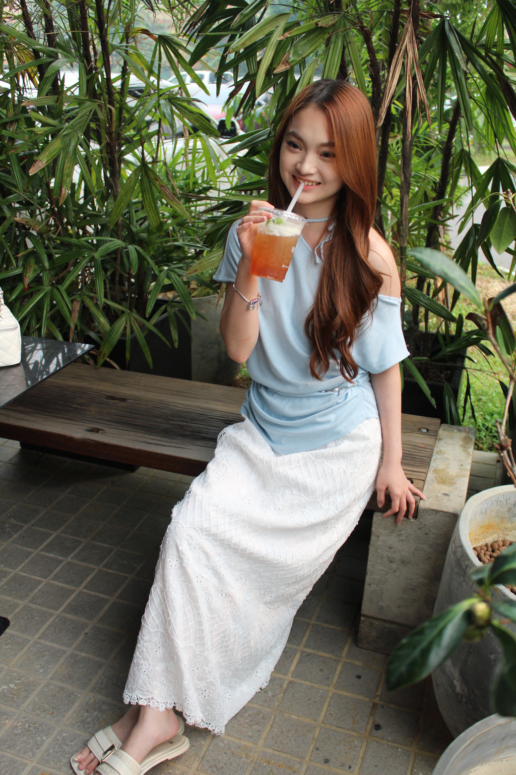 Erika Broderie Maxi Skirt (White)