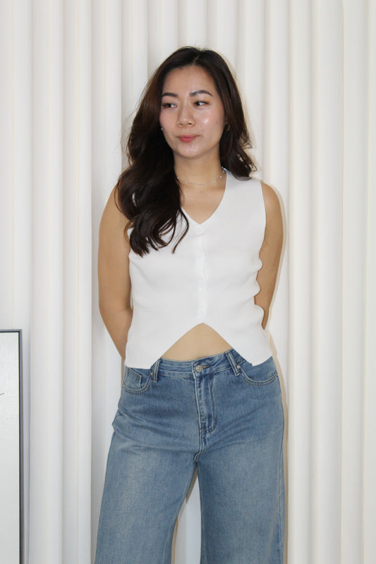 Anna Knit Vest Top (White)