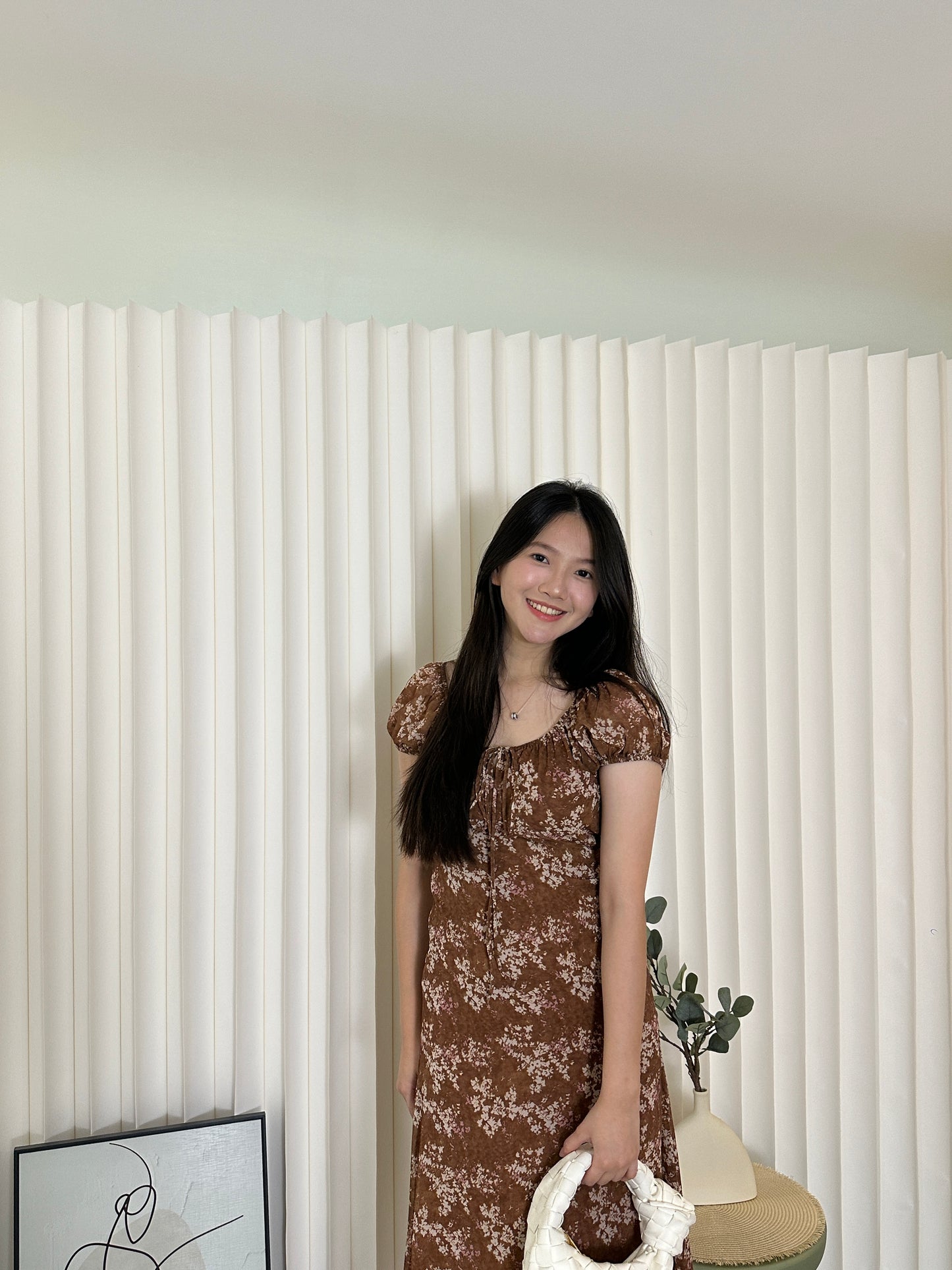 Mabel Printed Midaxi Dress (Brown)