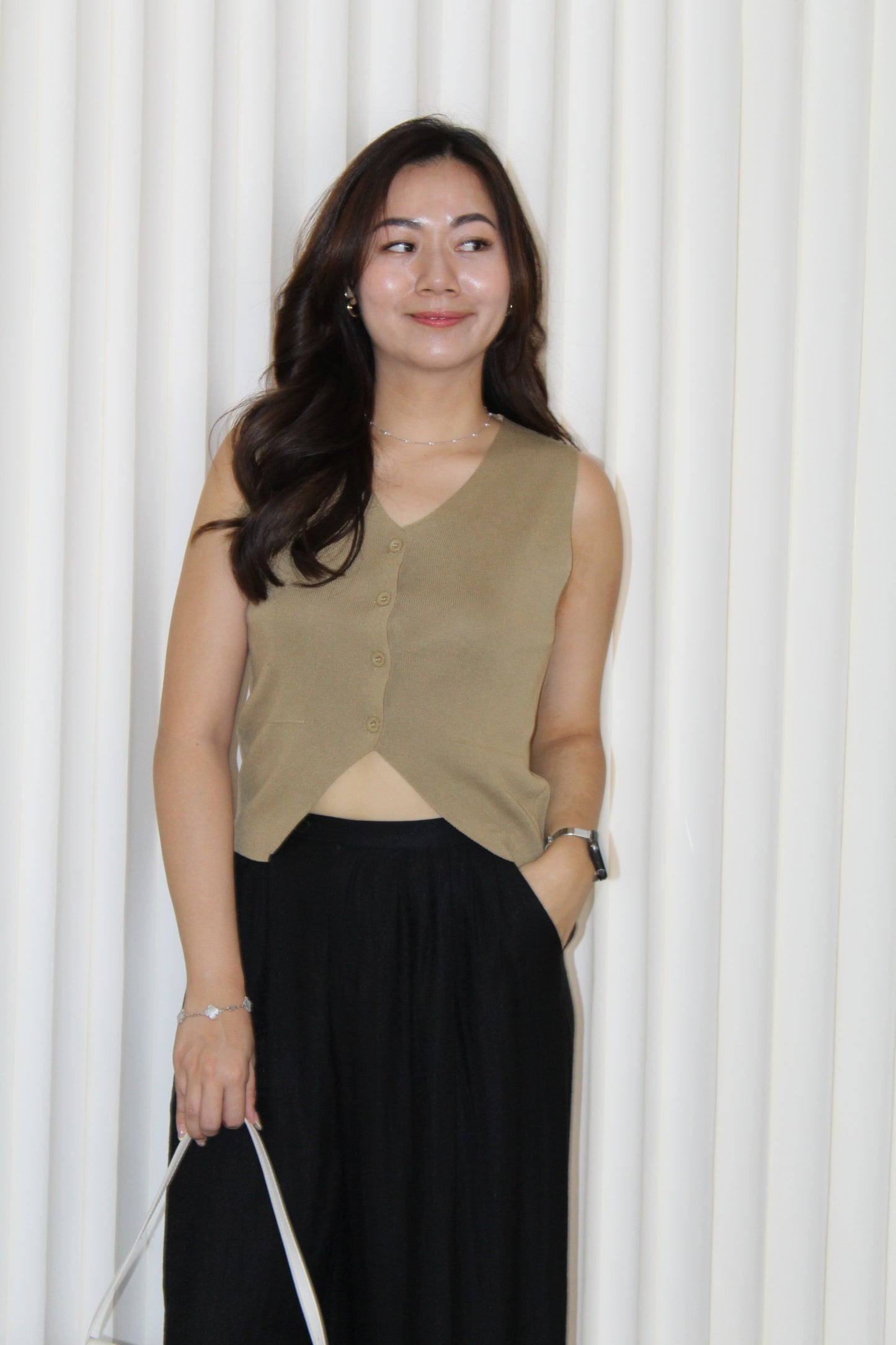Anna Knit Vest Top (White)