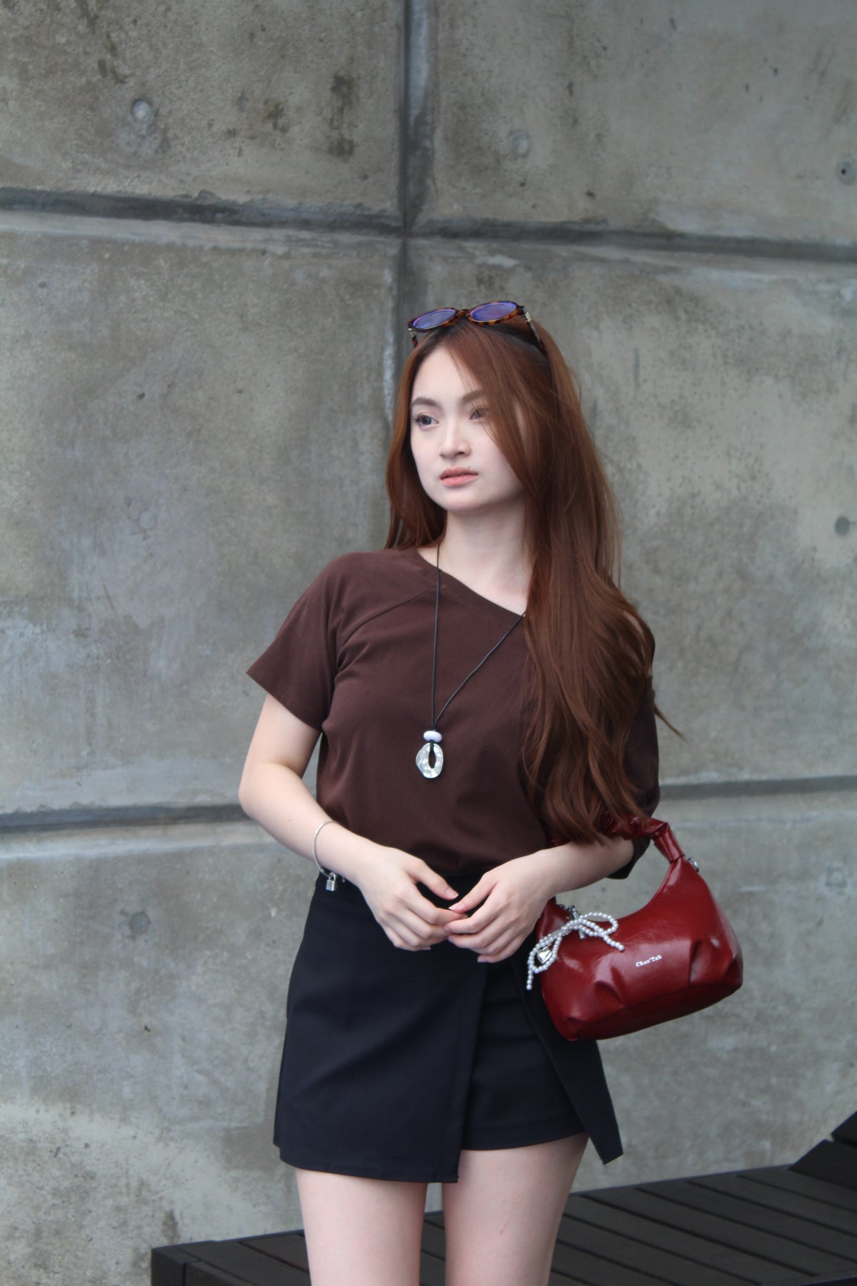 Karina Off Shoulder Cotton Top (Brown)