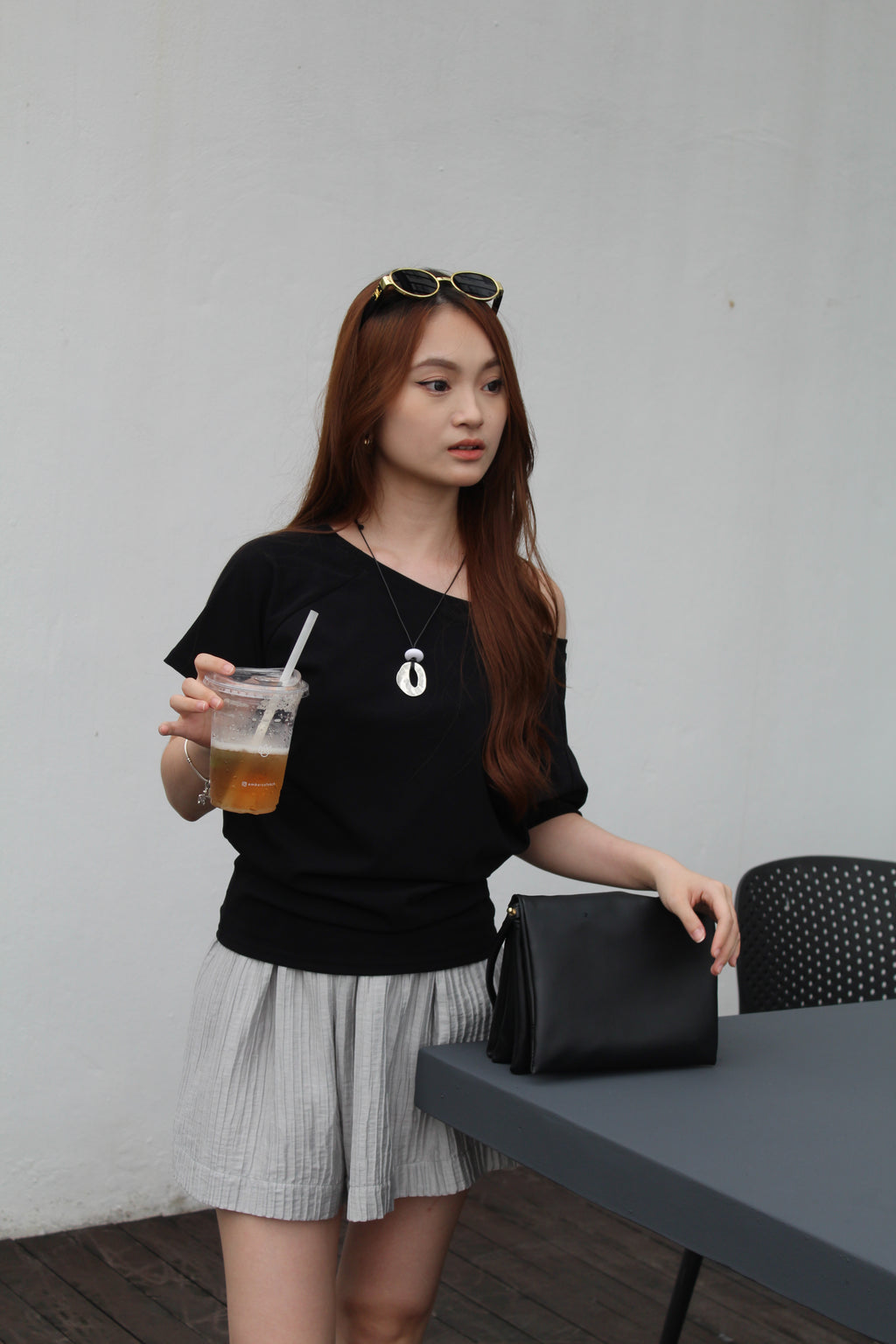 Judith Textured Casual Shorts (Grey)