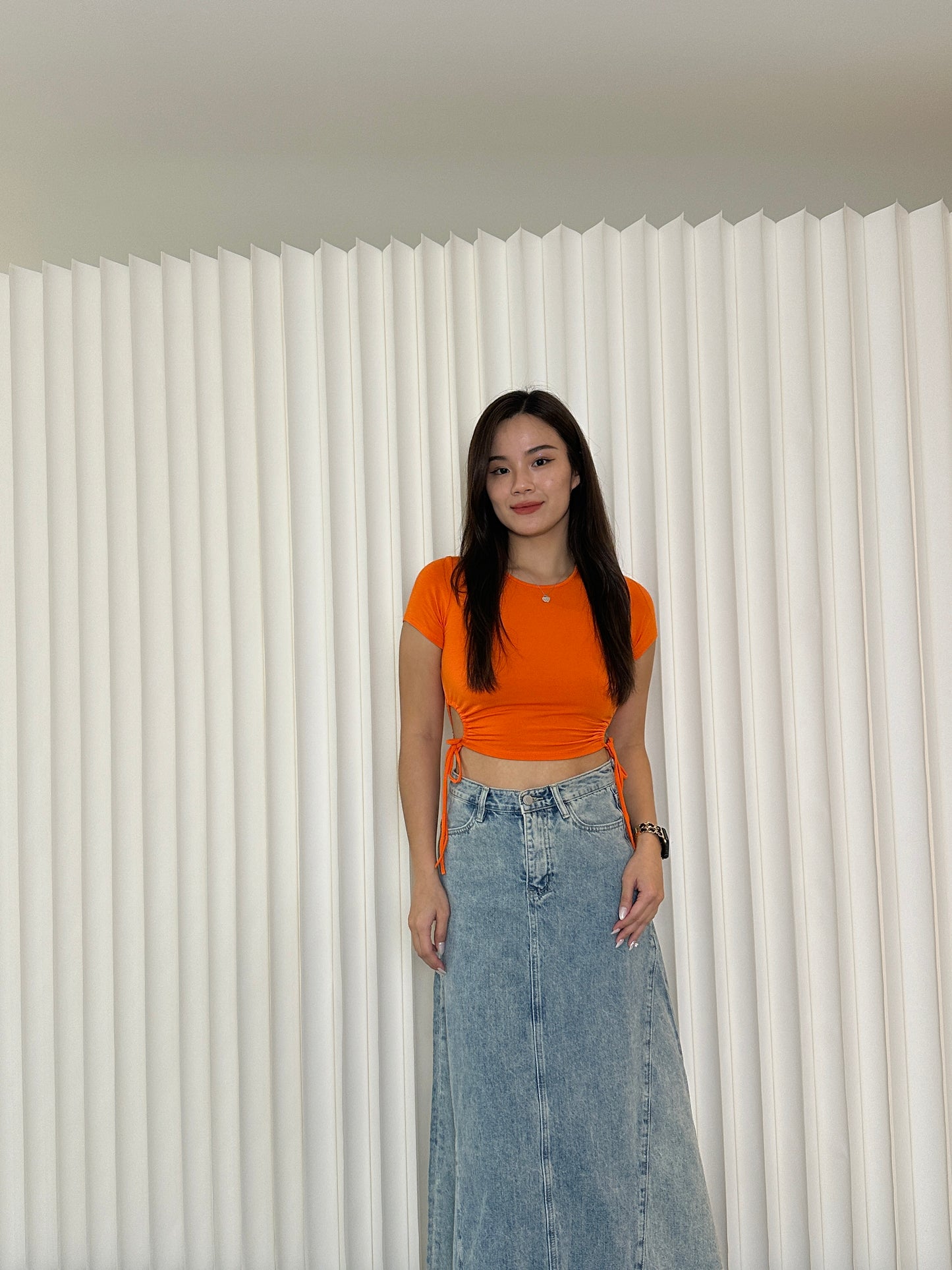 Palma Ruched Crop Top (Orange)