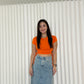 Palma Ruched Crop Top (Orange)