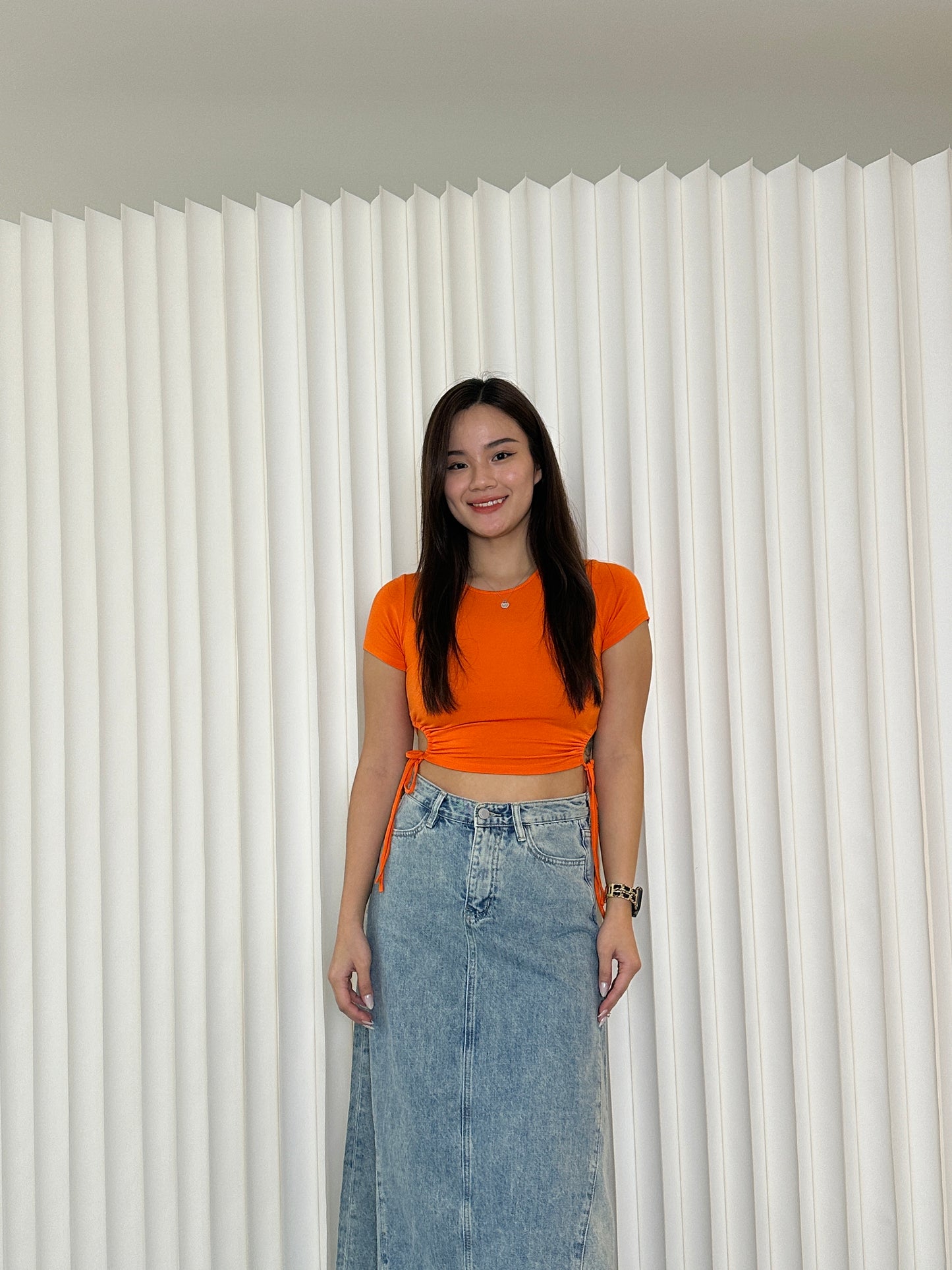 Palma Ruched Crop Top (Orange)