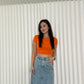 Palma Ruched Crop Top (Orange)