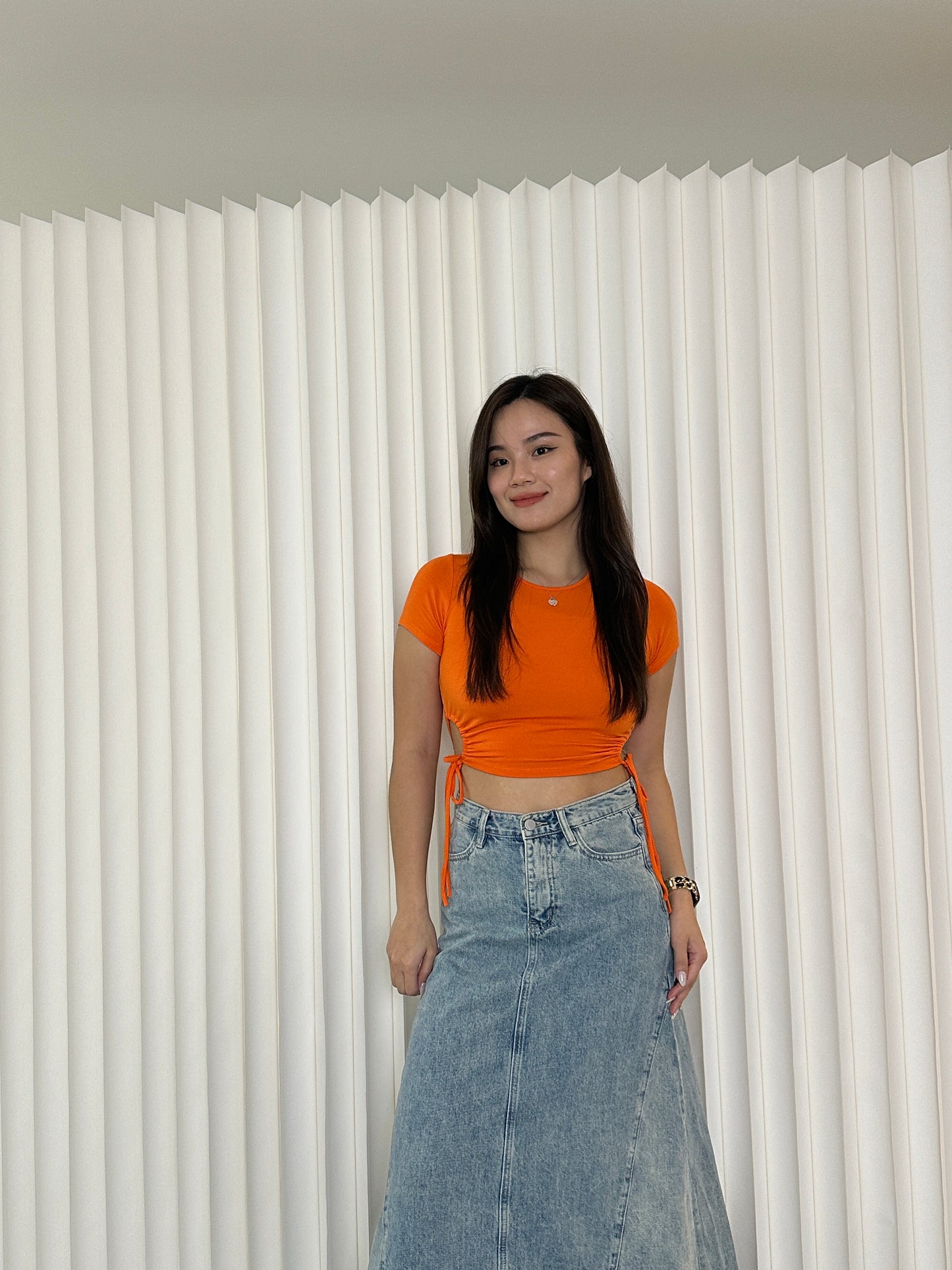 Palma Ruched Crop Top (Orange)